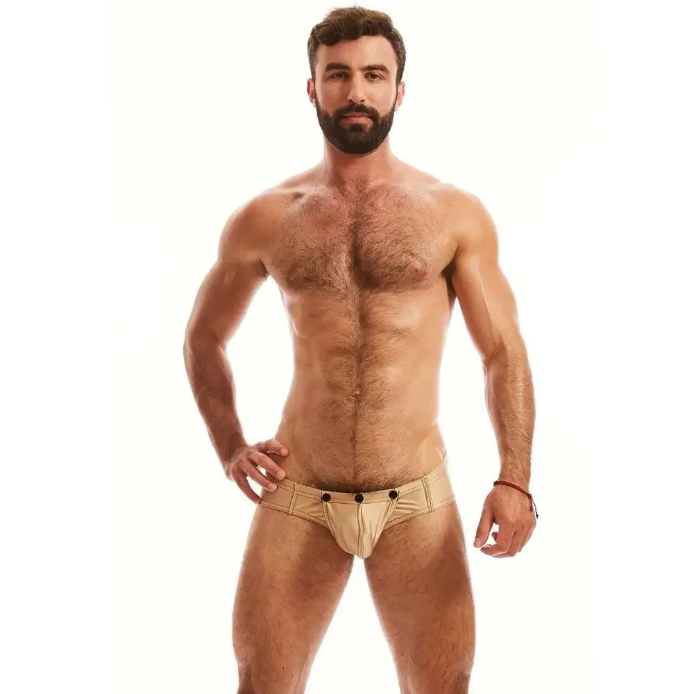 NEW N2N Bodywear Mens Titan Sport Swim Brief O-Ring Color Light Beige Size Large